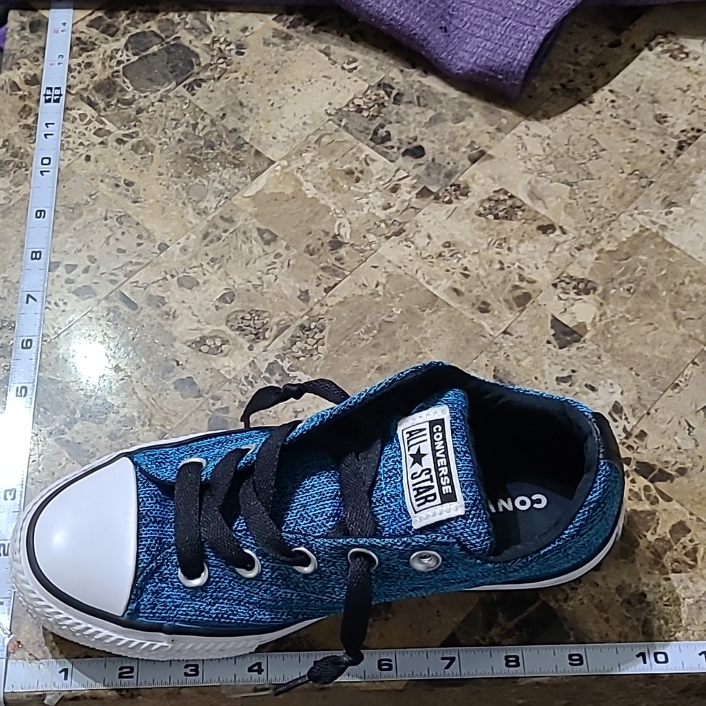 CONVERSE GIRL'S TEAL SNEAKERS PRE LOVED GOOD CONDITION. SIZE 3 - Picture 8 of 8